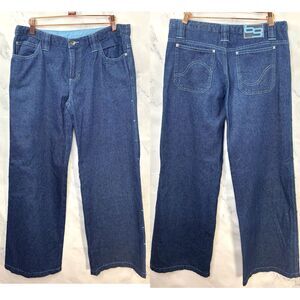 Vtg 90s Y2K Buggirl Rave Pants Wide Leg Denim Jeans Skate Jnco Style Baggy Sz 7